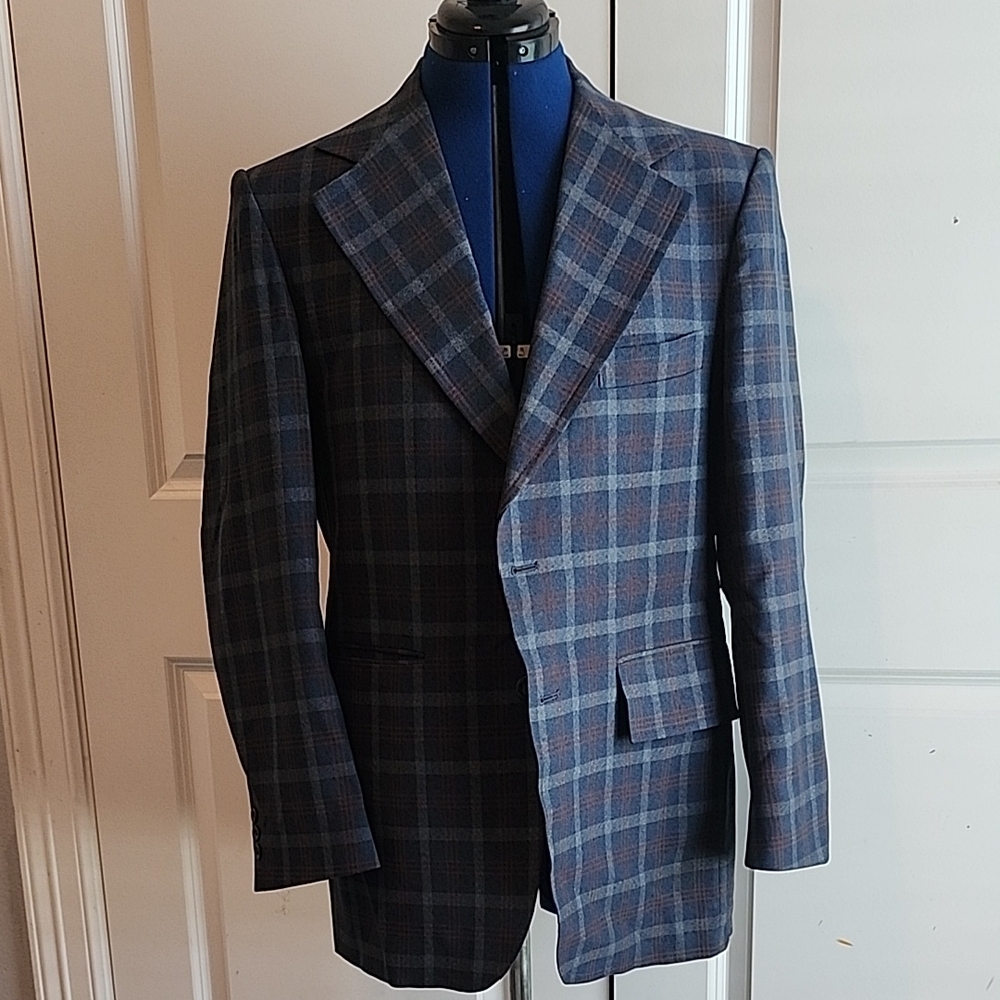 Men's Blue Plaid Blazer